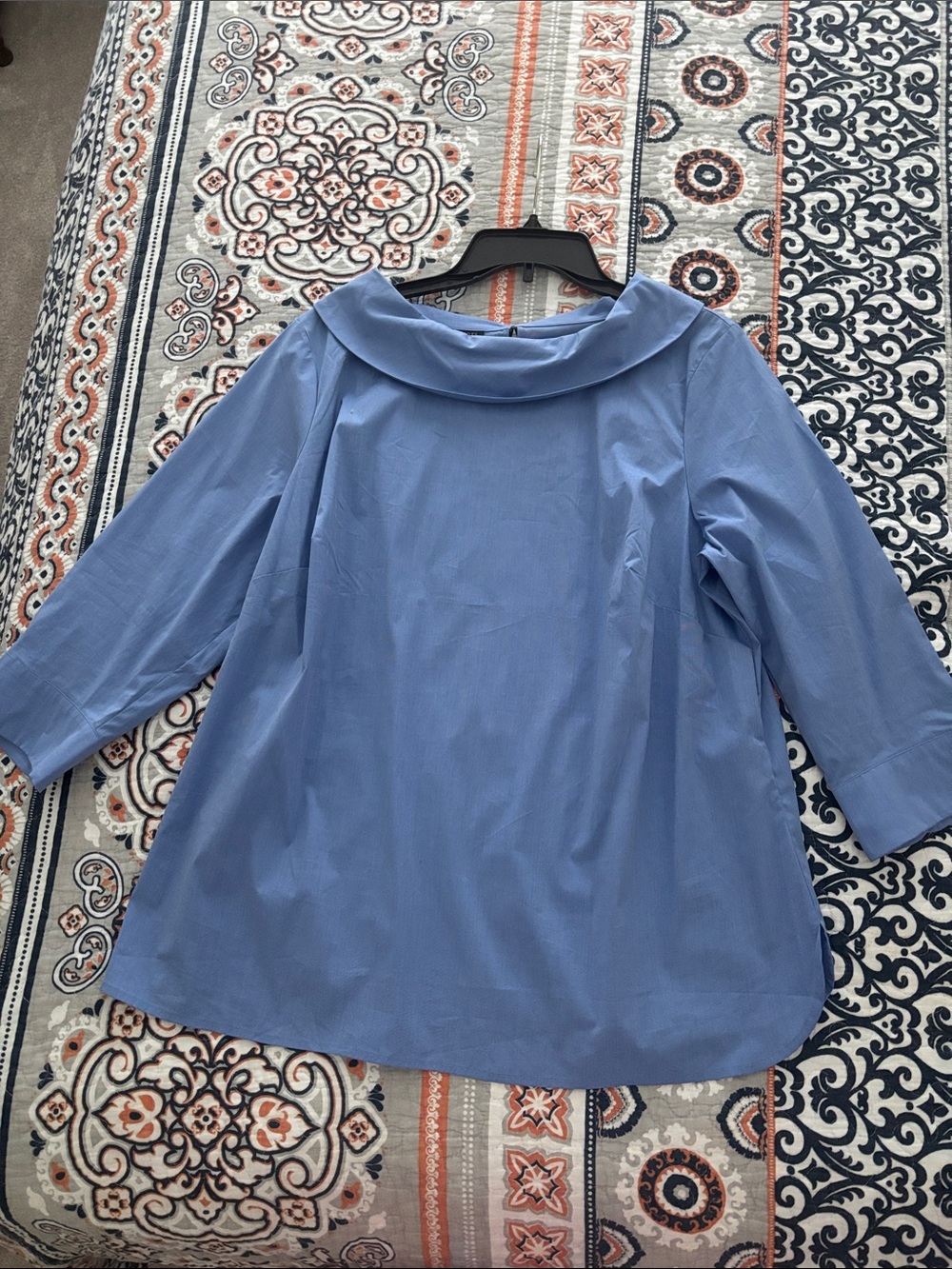 Talbots Sky Blue Wide Collar Poplin Top